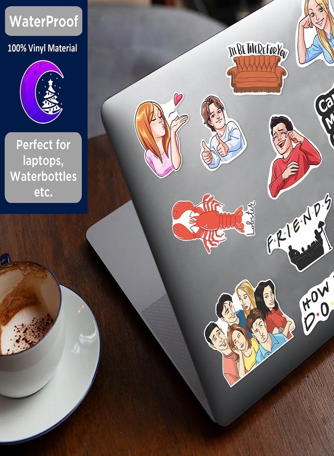 True Flair ملصقات فينيل من ترو فلير لأجهزة الكمبيوتر المحمولة، تصاميم عشوائية، مناسبة لأجهزة الكمبيوتر المحمولة، والمذكرات، وخوذات الدراجات، والدفاتر، والغيتار، والهواتف المحمولة، مقاومة للماء، ذاتية اللصق (أصدقاء) - Image 3